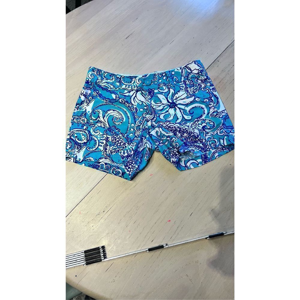 LILLY PULITZER CALLAHAN TURQUOISE FLORAL SHORTS WOMENS SIZE 0